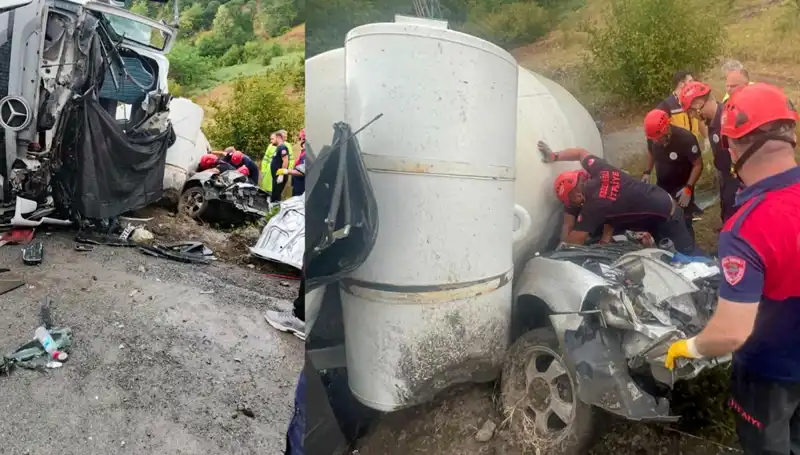 Beton Mikseri Otomobilin Üzerine Devrilince Korkunç Kaza: 1 Ölü, 1 Yaralı