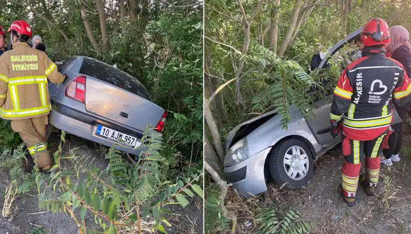 Balıkesir'de Şarampole Yuvarlanan Otomobil: İki Yaralı